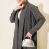 Shawl Collar Textured Knit Cardigan Smoke – Image 2