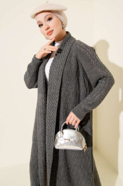 Alternative view of Shawl Collar Textured Knit Cardigan Smoke
