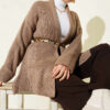 Shawl Collar Rice Knit Cardigan Bronze