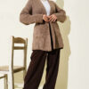 Shawl Collar Rice Knit Cardigan Bronze - Imagen 2