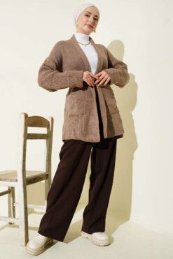 Alternative view of Shawl Collar Rice Knit Cardigan Bronze