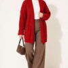Shawl Collar Rice Knit Cardigan Red - immagine 3