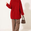 Shawl Collar Rice Knit Cardigan Red - immagine 4