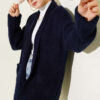 Shawl Collar Rice Knit Cardigan Navy Blue