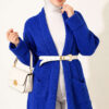 Shawl Collar Rice Knit Cardigan Saxon Blue - Imagen 2