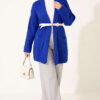 Shawl Collar Rice Knit Cardigan Saxon Blue - Imagen 3