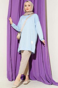 Alternative view of Oversized Patch Tunic Baby Blue