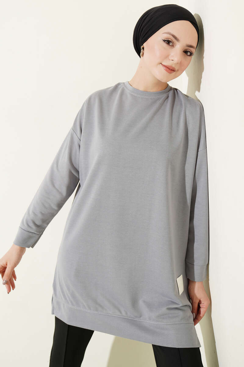 Oversized Patch Tunic Slate Grey
