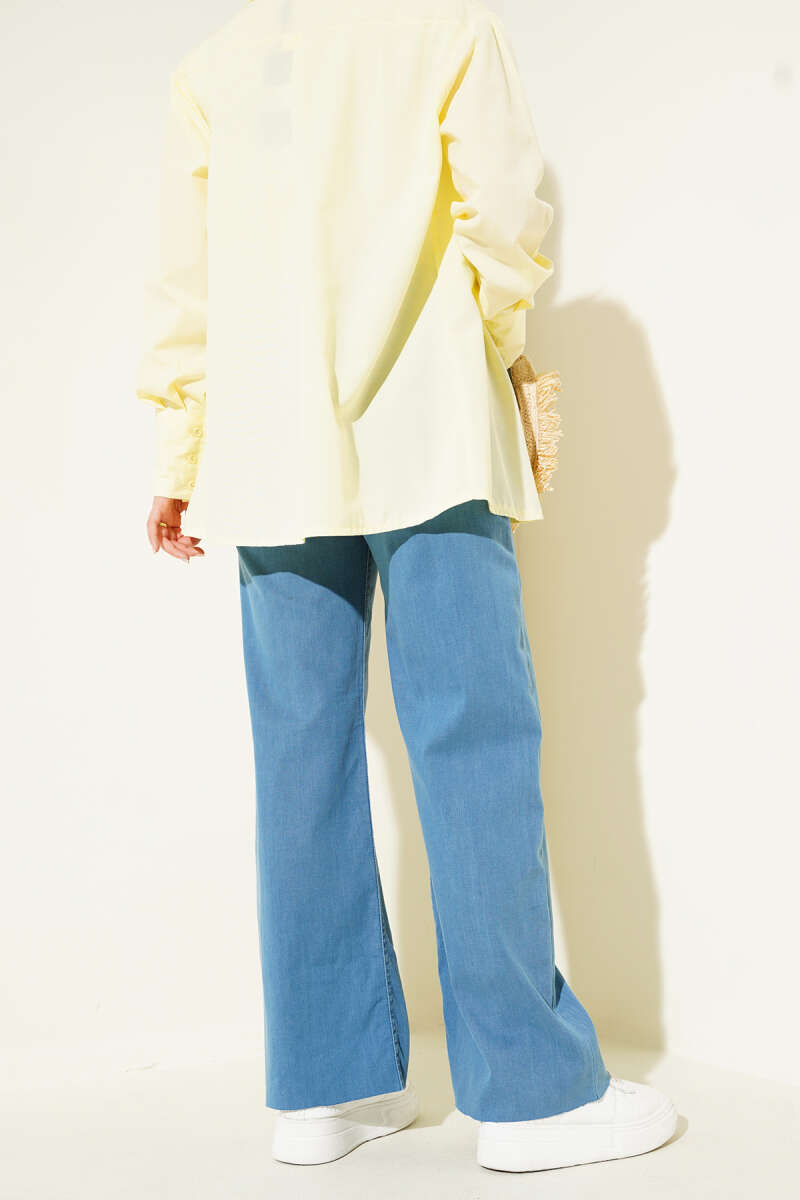 Baggy Cropped Pants Light Blue - Image 3