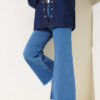 Short Fringed Denim Pants Blue