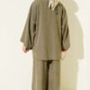 Relaxed One-Button Two-Piece Set Khaki – Image 3