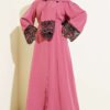 Floral Embellished Abaya Dress Rose Dust