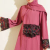Floral Embellished Abaya Dress Rose Dust – Image 2
