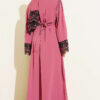 Floral Embellished Abaya Dress Rose Dust – Image 3