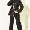 Salyangoz Buttoned Denim Two-Piece Set Navy Blue