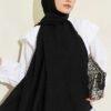 Twisted Pattern Cotton Ayrobin Scarf Black