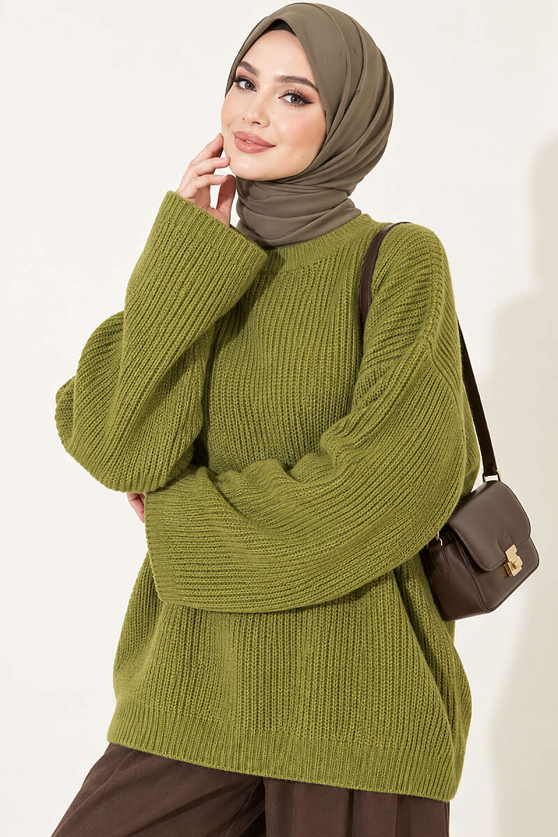 Selanik Knit Oversized Tunic Green