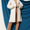 ⁦Basket Weave Knit Cardigan Beige⁩ - الصورة ⁦2⁩