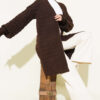 Basket Weave Knit Cardigan Brown