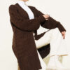 Basket Weave Knit Cardigan Brown - الصورة 2