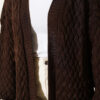 Basket Weave Knit Cardigan Brown - الصورة 4