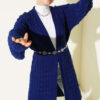 Basket Weave Knit Cardigan Navy Blue