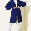 ⁦Basket Weave Knit Cardigan Navy Blue⁩ - الصورة ⁦2⁩