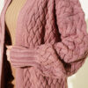 ⁦Basket Weave Knit Cardigan Powder Pink⁩ - الصورة ⁦4⁩
