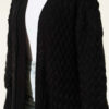⁦Basket Weave Knit Cardigan Black⁩ - الصورة ⁦4⁩