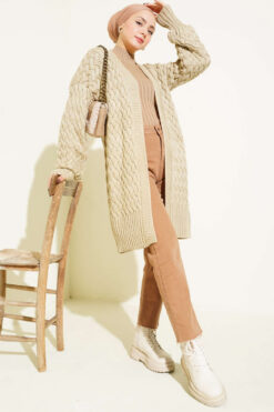 Alternative view of Basket Weave Knit Cardigan Stone
