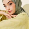 Striped Patterned Scarf Oil Green - Imagen 6