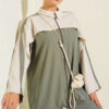 Striped Detail Zip-Up Two-Piece Set Khaki - الصورة 2