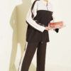 Striped Detail Zip-Up Two-Piece Set Brown