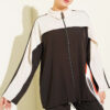 Striped Detail Zip-Up Two-Piece Set Brown - الصورة 2