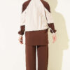 Striped Detail Ribbed Two-Piece Set Brown - Imagen 3