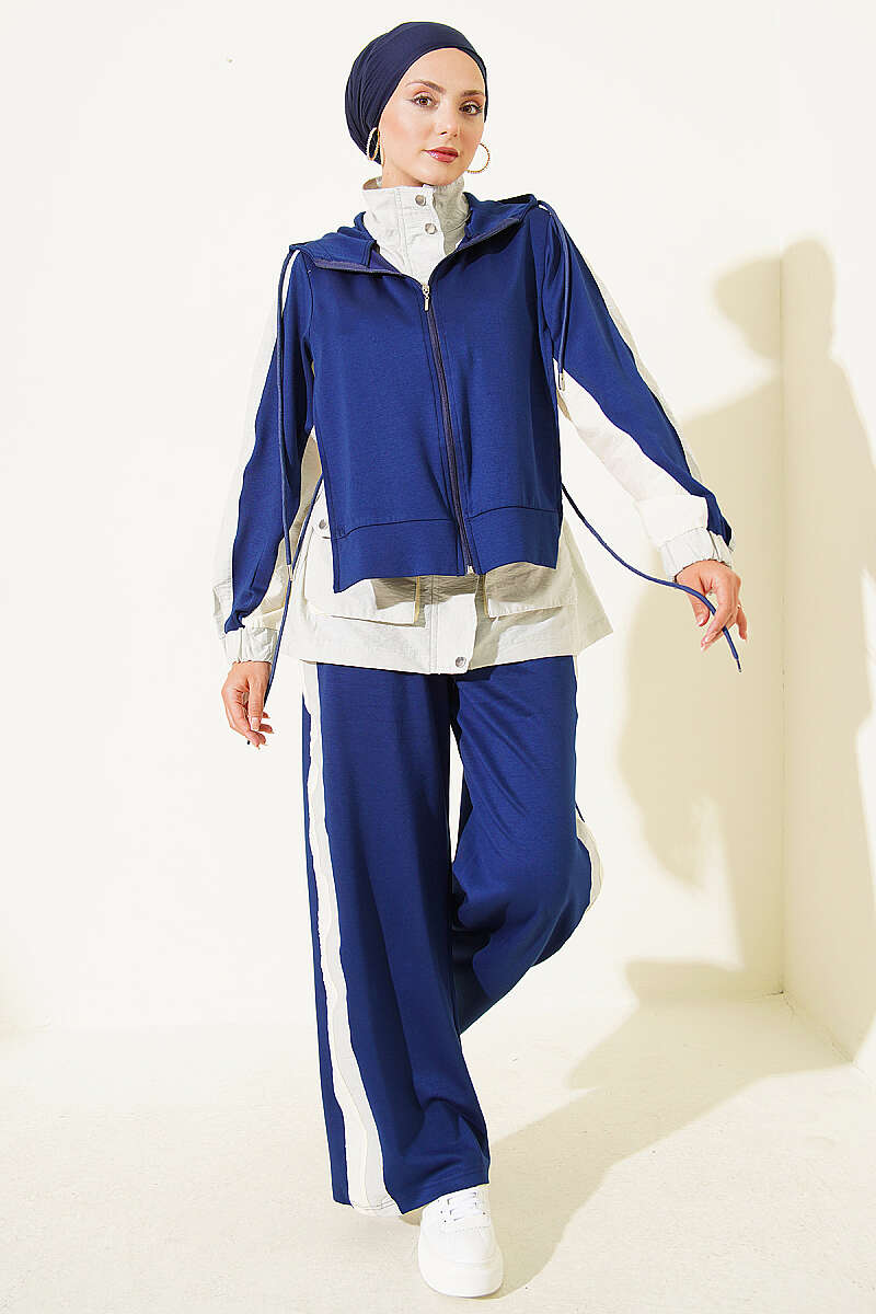 Striped Detail Sports Two-Piece Set Navy Blue - Afbeelding 5