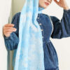 Floral Bamboo Crinkle Scarf with Stripe Details Ice Blue - Imagen 2