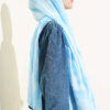 Floral Bamboo Crinkle Scarf with Stripe Details Ice Blue - Imagen 3