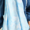 Floral Bamboo Crinkle Scarf with Stripe Details Ice Blue - Imagen 4