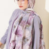 Floral Bamboo Crinkle Scarf with Stripe Details Lime - الصورة 5