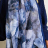 ⁦Floral Bamboo Crinkle Scarf with Stripe Details Navy Blue⁩ - الصورة ⁦4⁩