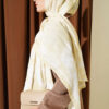 Floral Bamboo Crinkle Scarf with Stripe Details Lime - الصورة 3