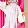 Floral Bamboo Crinkle Scarf with Stripe Details Pink - immagine 2