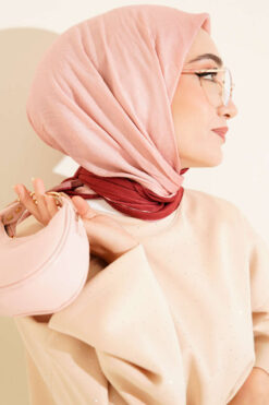 Alternative view of Striped Bamboo Crinkle Scarf Burgundy