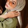 Striped Bamboo Crinkle Scarf Oil Green – Bild 5