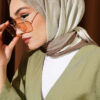 Striped Bamboo Crinkle Scarf Henna Green - Image 2