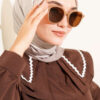 Striped Bamboo Crinkle Scarf Mink - Imagen 5