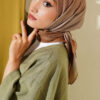 Striped Bamboo Crinkle Scarf Henna Green - Image 5