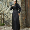 Mobile Belted Gathered Jacquard Dress Black - Afbeelding 3