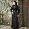 Mobile Belted Gathered Jacquard Dress Black - Afbeelding 6